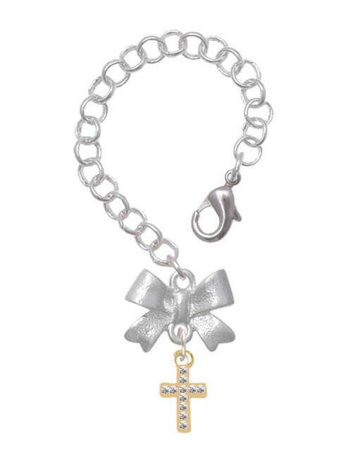 Gold-tone Small Crystal Cross - Bow Charm Accessory for Tumblers and Thermal Cups