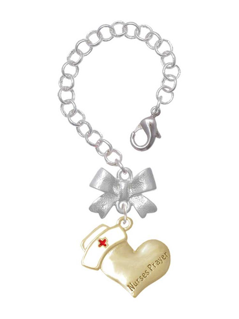 Two-tone Nurse's Prayer Heart - Healing Hand - Bow Charm Accessory for Tumblers and Thermal Cups