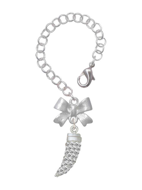 Silver Plated Large Crystal Tooth - Bow Charm Accessory for Tumblers and Thermal Cups