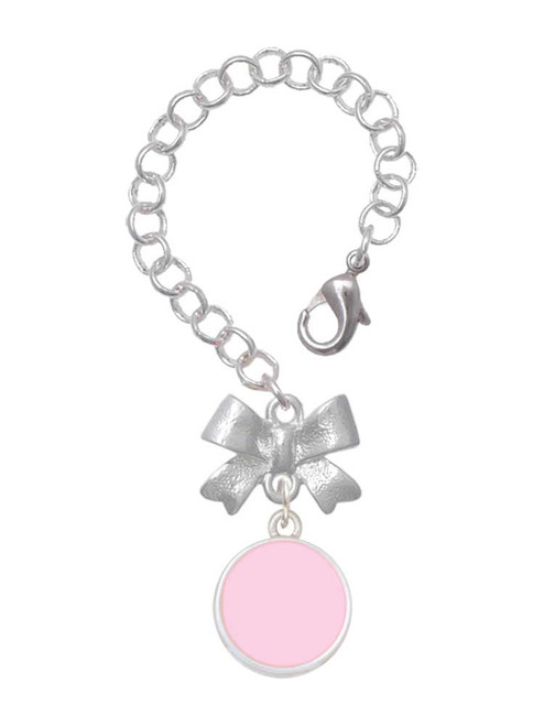Silver Plated Small Pink Enamel Disc - Bow Charm Accessory for Tumblers and Thermal Cups