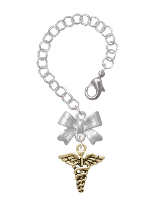 Gold-tone Caduceus - Bow Charm Accessory for Tumblers and Thermal Cups