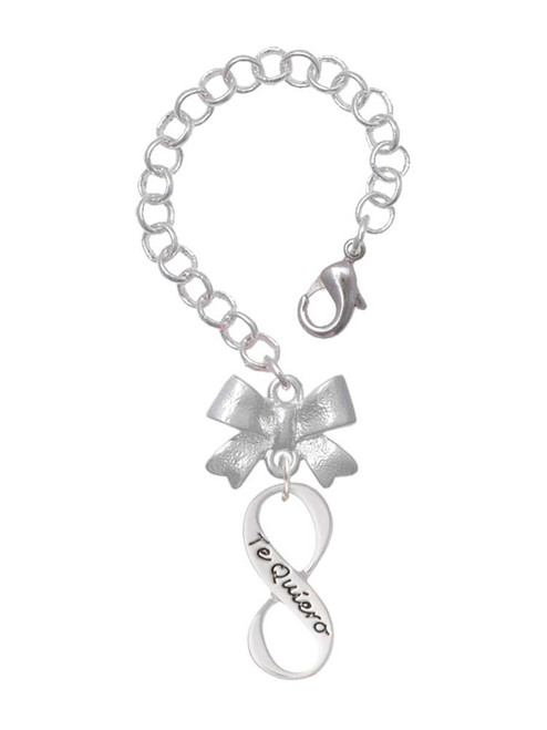 Silver Plated Te Quiero Infinity Sign - Bow Charm Accessory for Tumblers and Thermal Cups