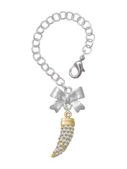 Gold-tone Large Crystal Tooth - Bow Charm Accessory for Tumblers and Thermal Cups