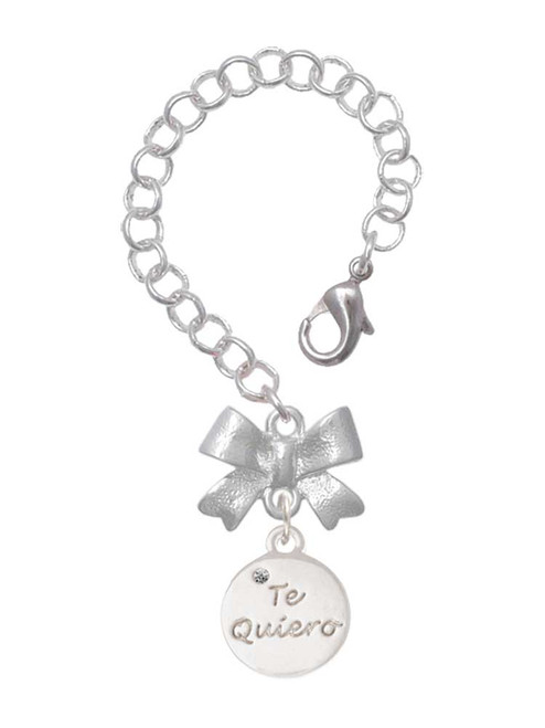 Silver Plated Te Quiero Disc - Bow Charm Accessory for Tumblers and Thermal Cups