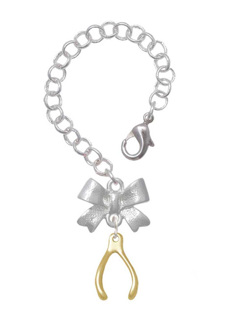 Gold-tone Wishbone - Bow Charm Accessory for Tumblers and Thermal Cups