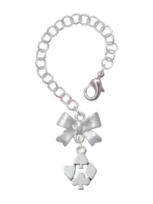 Silver Plated Card Suits - Bow Charm Accessory for Tumblers and Thermal Cups