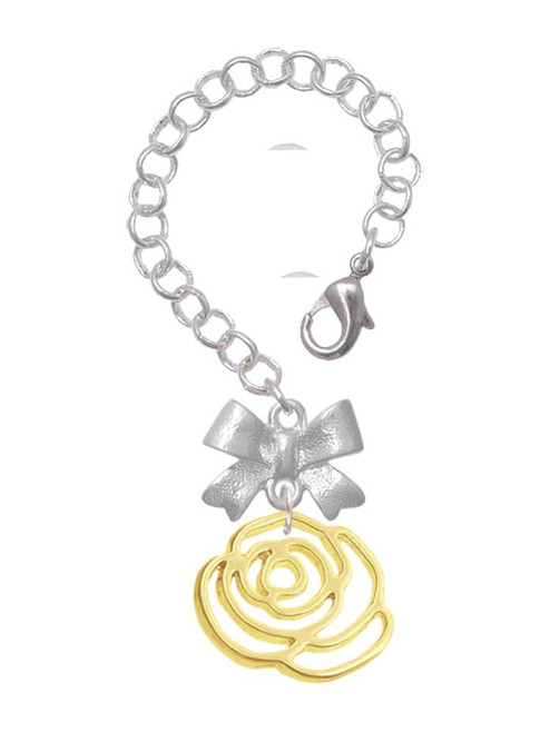 Gold-tone Large Rose Outline - Bow Charm Accessory for Tumblers and Thermal Cups