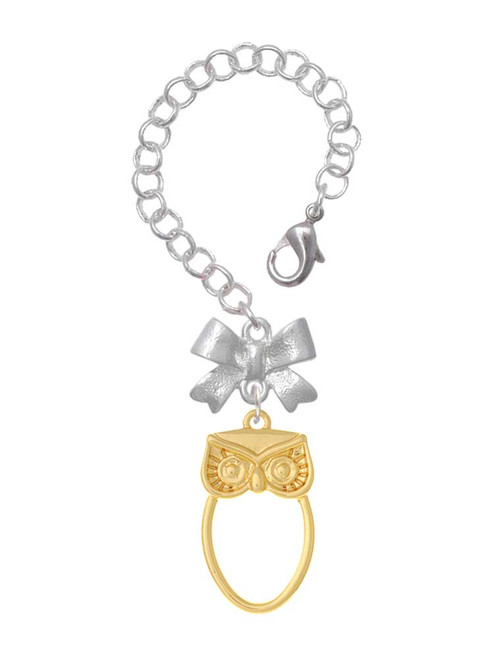 Gold-tone Large Owl Outline - Bow Charm Accessory for Tumblers and Thermal Cups