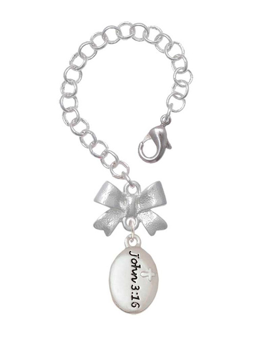 Silver Plated Bible Verse John 3:16 - Bow Charm Accessory for Tumblers and Thermal Cups