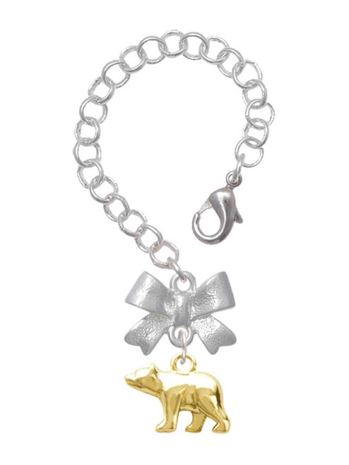 Gold-tone 3-D Bear - Bow Charm Accessory for Tumblers and Thermal Cups