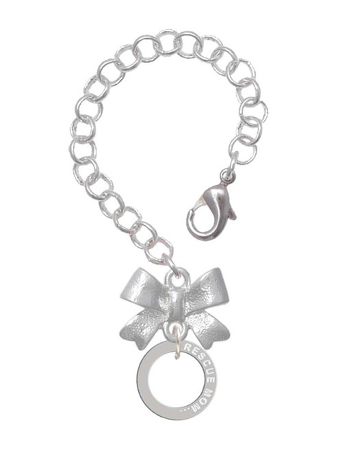 Silver Plated Rescue Mom Infinity Ring - Bow Charm Accessory for Tumblers and Thermal Cups