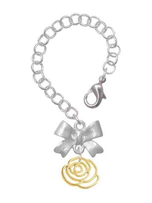 Gold-tone Small Rose Outline - Bow Charm Accessory for Tumblers and Thermal Cups