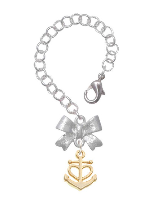 Gold-tone Anchor with Heart - Bow Charm Accessory for Tumblers and Thermal Cups