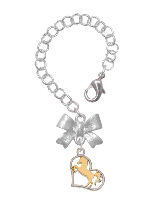 Two-tone Stallion Silhouette Heart - Bow Charm Accessory for Tumblers and Thermal Cups
