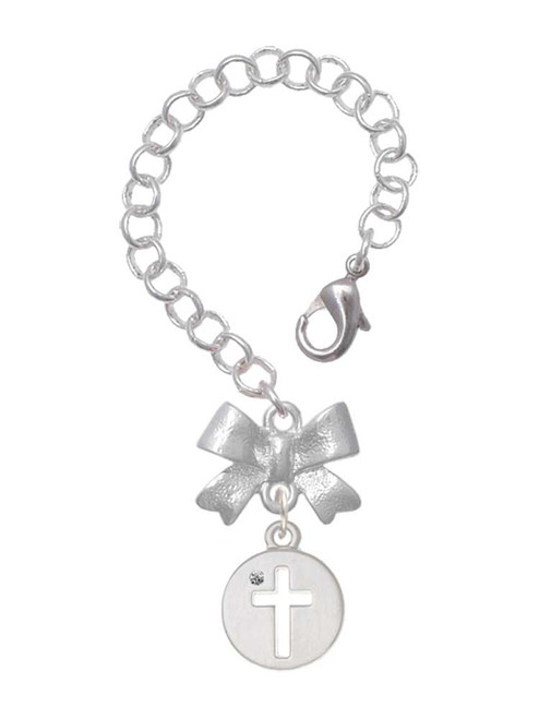 Silver Plated Cross Silhouette - Bow Charm Accessory for Tumblers and Thermal Cups
