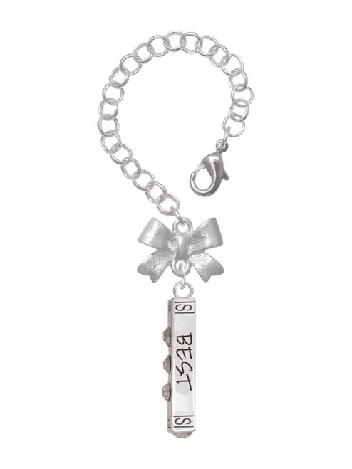 Silver Plated Best Friends Forever Bar - Bow Charm Accessory for Tumblers and Thermal Cups
