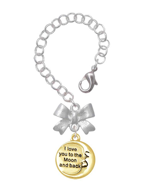 Gold-tone I Love You to the Moon and Back - Bow Charm Accessory for Tumblers and Thermal Cups