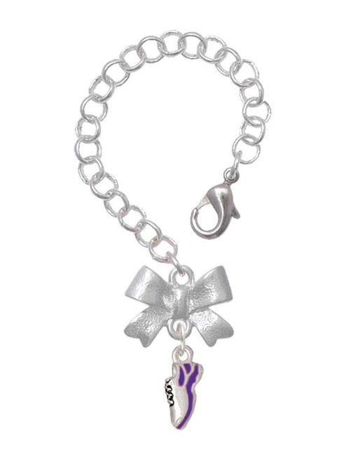 Silver Plated Mini Purple Running Shoe - Bow Charm Accessory for Tumblers and Thermal Cups