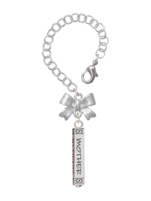 Silver Plated Mother Daughter Friends Forever Bar - Bow Charm Accessory for Tumblers and Thermal Cups