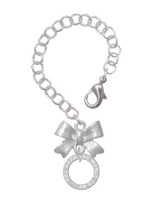 Silver Plated You Mean The World To Me Infinity Ring - Bow Charm Accessory for Tumblers and Thermal Cups