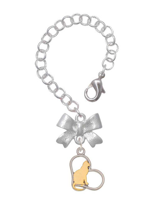 Two-tone Cat Silhouette Heart - Bow Charm Accessory for Tumblers and Thermal Cups