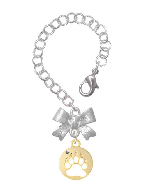 Gold-tone Bear Paw Silhouette - Bow Charm Accessory for Tumblers and Thermal Cups