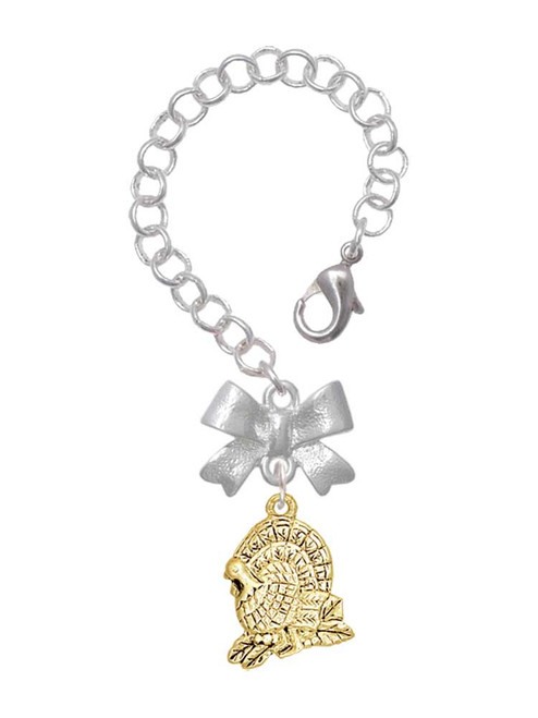 Gold-tone Medium Turkey - Bow Charm Accessory for Tumblers and Thermal Cups