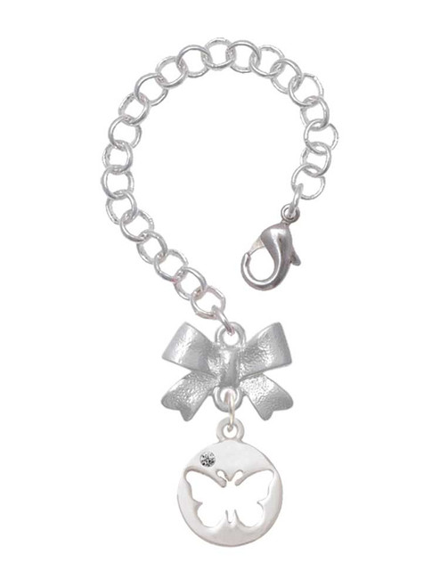 Silver Plated Butterfly Silhouette - Bow Charm Accessory for Tumblers and Thermal Cups