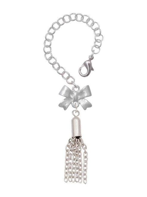 Silver Plated Small Tassel - Bow Charm Accessory for Tumblers and Thermal Cups