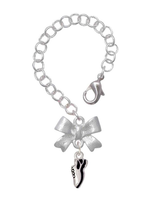 Silver Plated Mini Black Running Shoe - Bow Charm Accessory for Tumblers and Thermal Cups