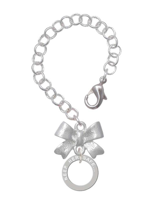 Silver Plated Keep Her Safe Infinity Ring - Bow Charm Accessory for Tumblers and Thermal Cups