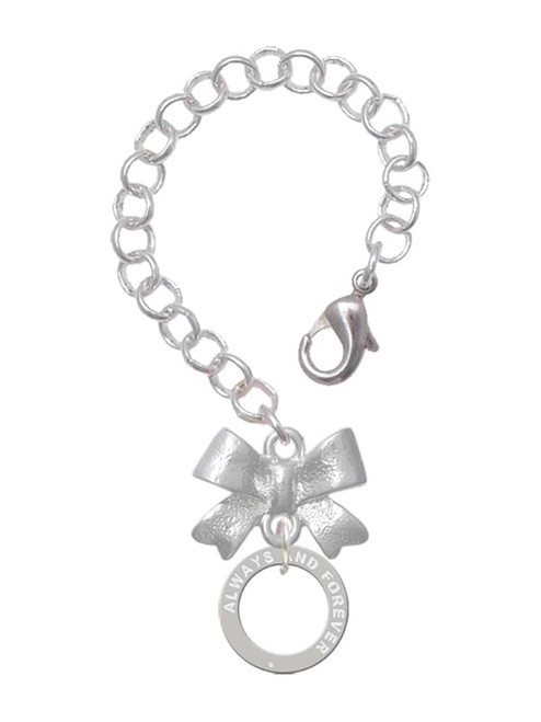 Silver Plated Always and Forever Eternity Ring - Bow Charm Accessory for Tumblers and Thermal Cups