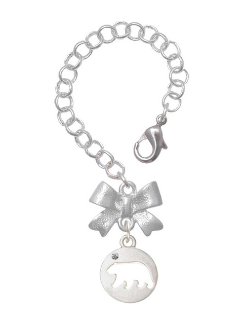 Silver Plated Bear Silhouette - Bow Charm Accessory for Tumblers and Thermal Cups