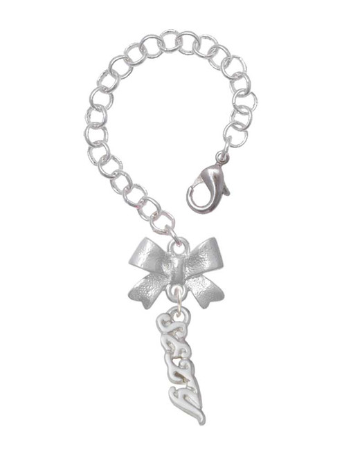 Silver Plated Small Sexy Script - Bow Charm Accessory for Tumblers and Thermal Cups