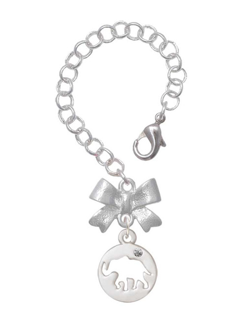 Silver Plated Elephant Silhouette - Bow Charm Accessory for Tumblers and Thermal Cups
