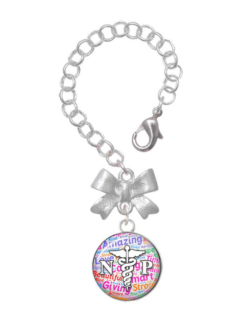Silver Plated Domed Multi Color NP - Bow Charm Accessory for Tumblers and Thermal Cups