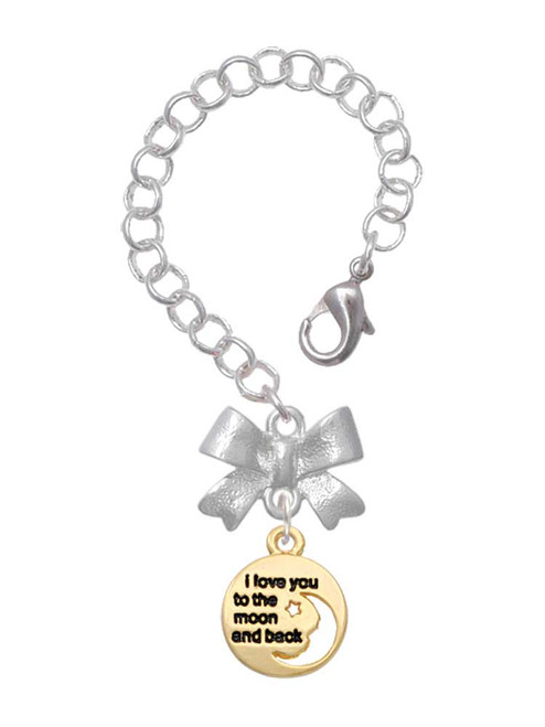Gold-tone Small I Love You to the Moon - Bow Charm Accessory for Tumblers and Thermal Cups