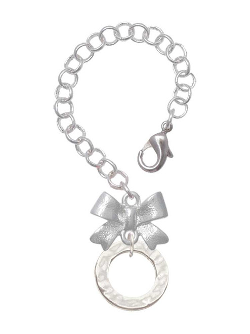 Silver Plated Hammered Karma Ring - Bow Charm Accessory for Tumblers and Thermal Cups