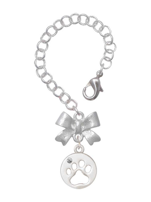 Silver Plated Paw Silhouette - Bow Charm Accessory for Tumblers and Thermal Cups