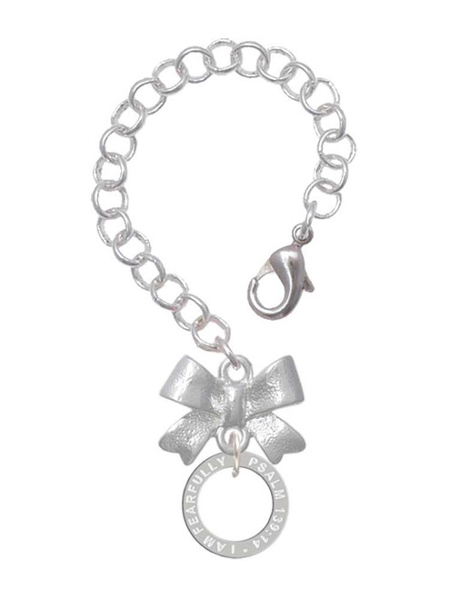 Silver Plated Psalm 139:14 Eternity Ring - Bow Charm Accessory for Tumblers and Thermal Cups