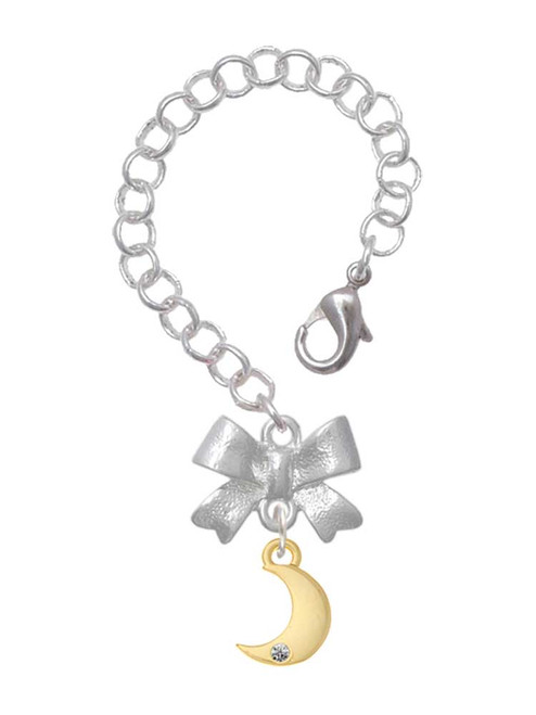 Gold-tone Small Crescent Moon - Bow Charm Accessory for Tumblers and Thermal Cups