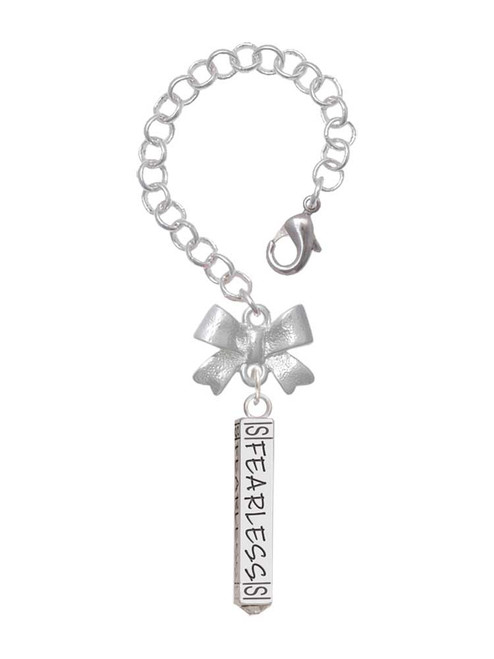 Silver Plated Fearless Bar - Bow Charm Accessory for Tumblers and Thermal Cups