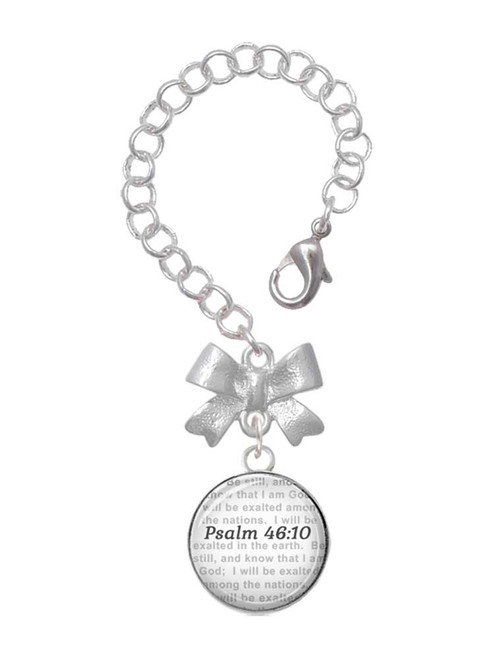 Silver Plated Domed Psalm 46:10 - Bow Charm Accessory for Tumblers and Thermal Cups
