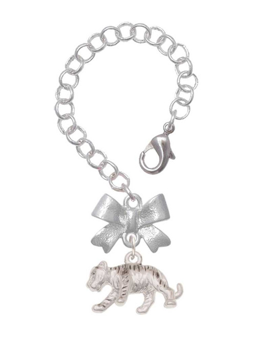 Silver Plated Tiger Cub - Bow Charm Accessory for Tumblers and Thermal Cups