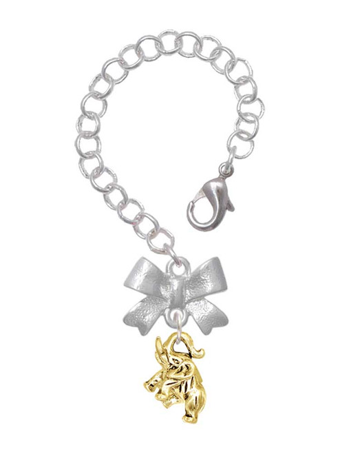 Gold-tone Mini 3-D Elephant - Bow Charm Accessory for Tumblers and Thermal Cups