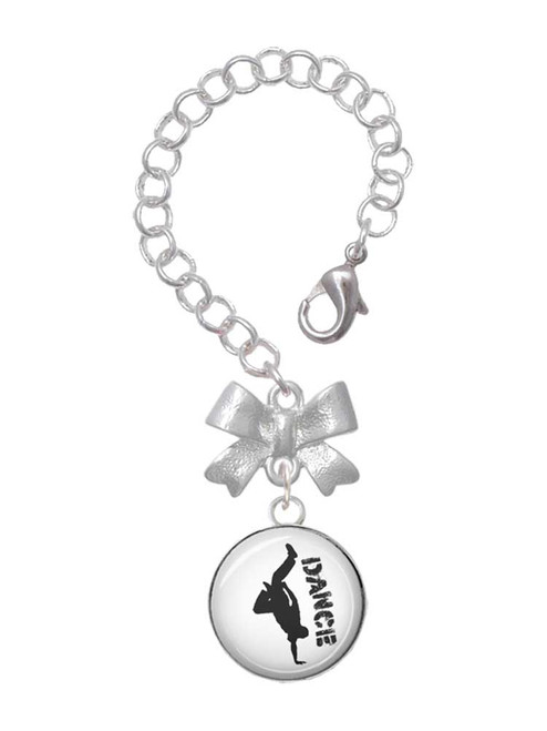 Silver Plated Domed Hip Hop Handstand Dance - Bow Charm Accessory for Tumblers and Thermal Cups