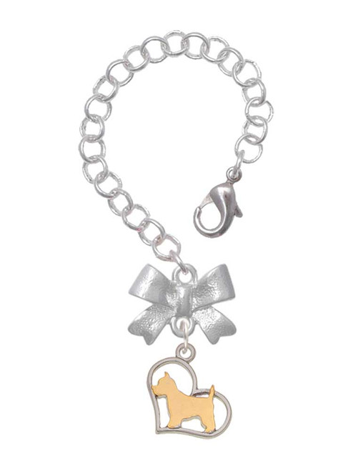 Two-tone Westie Silhouette Heart - Bow Charm Accessory for Tumblers and Thermal Cups