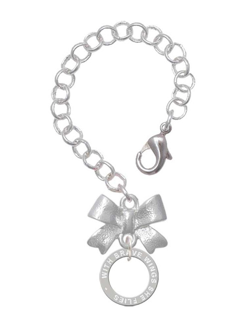 Silver Plated With Brave Wings Eternity Ring - Bow Charm Accessory for Tumblers and Thermal Cups