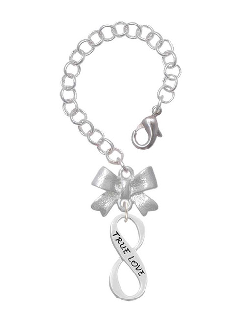 Silver Plated True Love Infinity Sign - Bow Charm Accessory for Tumblers and Thermal Cups