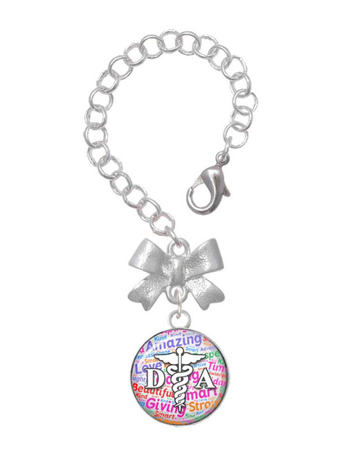 Silver Plated Domed Multi Color DA - Bow Charm Accessory for Tumblers and Thermal Cups